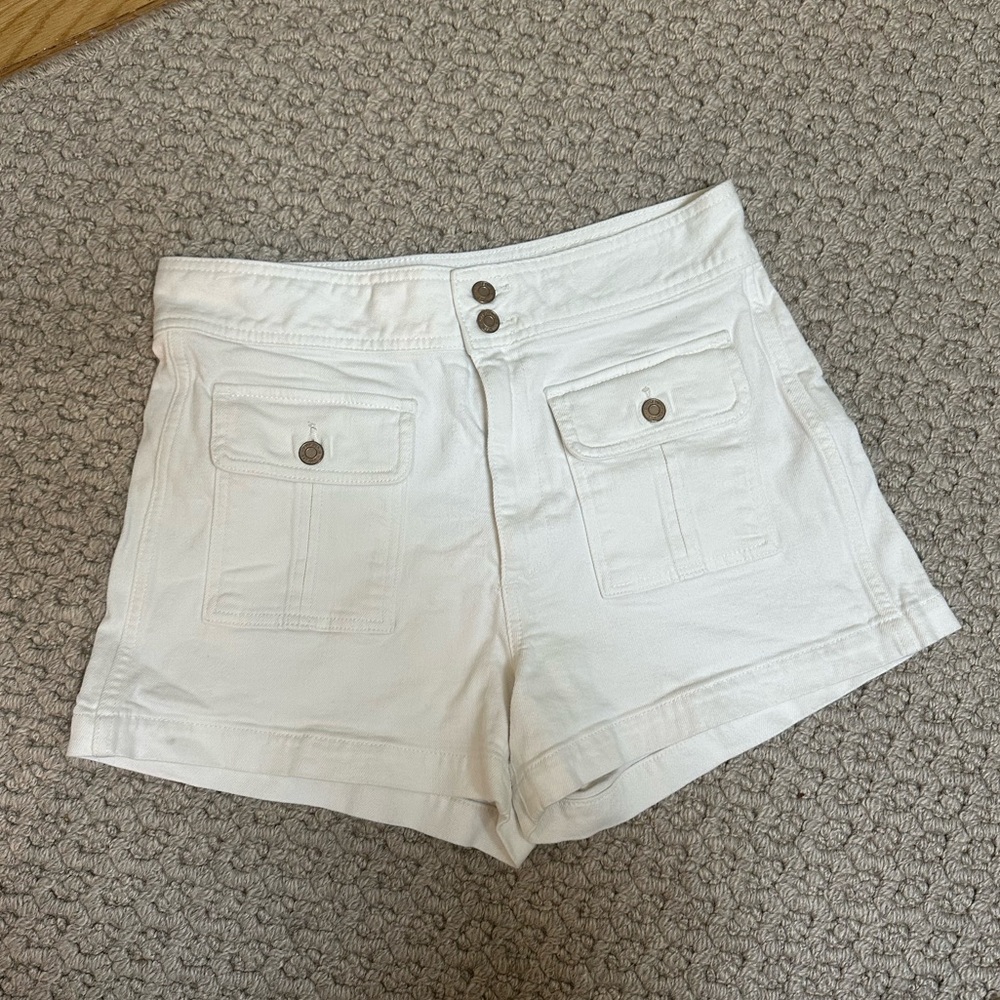 GAP High Rise White Stride Denim Shorts